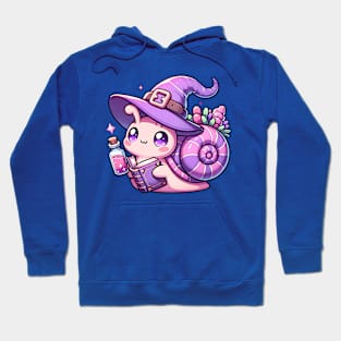 Cute Pink Witch Snail with Spell Book Hoodie